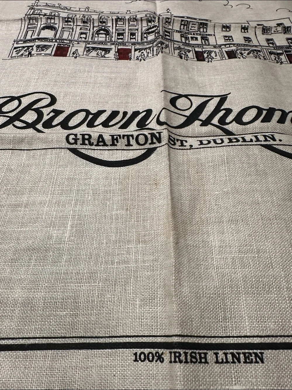 Grafton St. Dublin White Linen Tea Towel